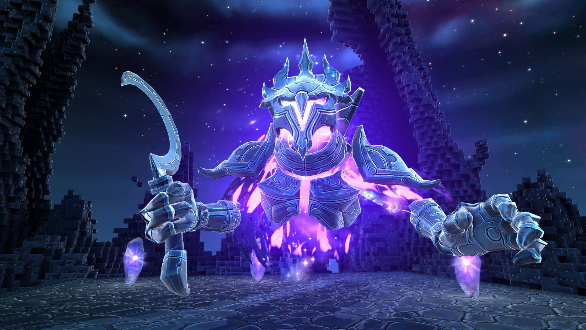 Portal Knights Screenshot sowing a large purple glowing characer